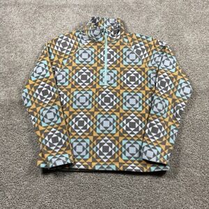 Eddie Bauer Fleece Geometric Aztec Print Half Zip Pullover Women's Medium Orange